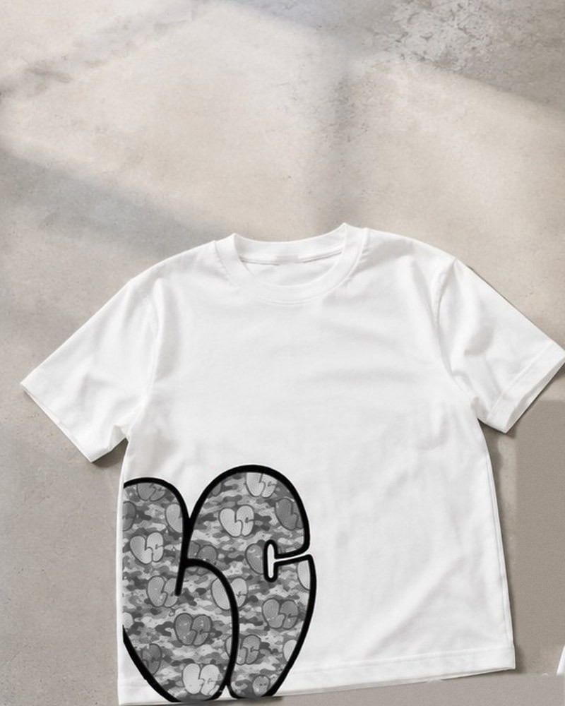 Lucerra heart camo tee in grey